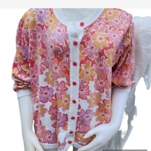 Bob Mackie Floral‎ Cropped Sweater XL- 1X